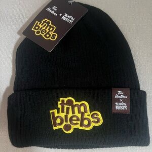 Tim Biebs black beanie from Tim Hortons